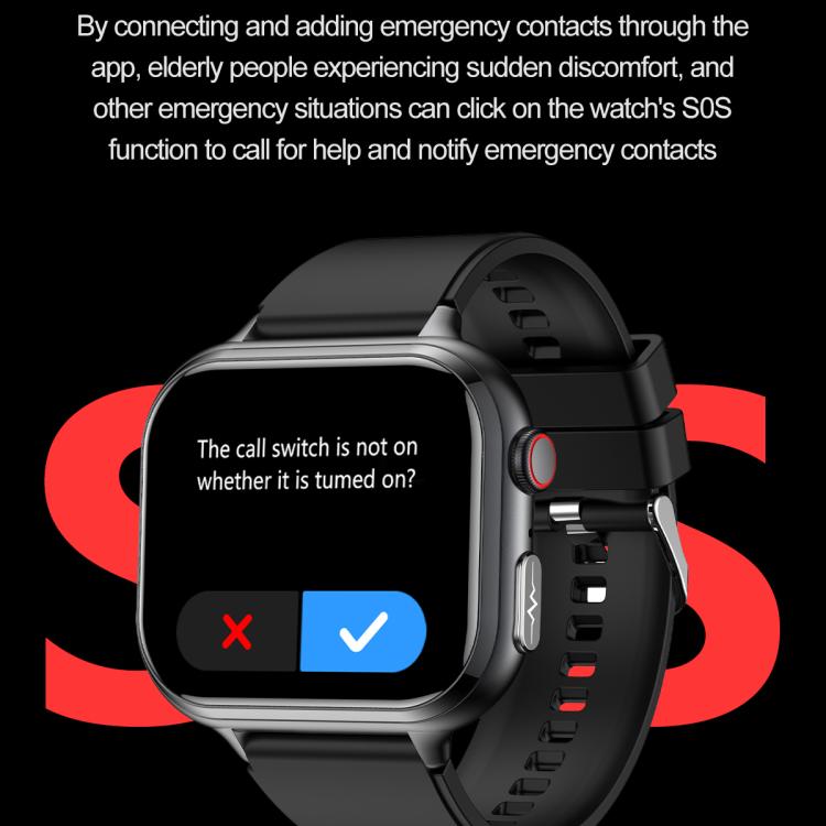 TK17 1.91 inch Horizontal Screen Leather Strap Smart Watch Supports ECG Electrocardiogram(Black) - Smart Watches by buy2fix | Online Shopping UK | buy2fix