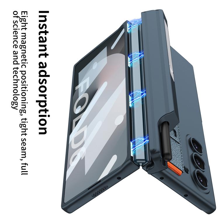 For Samsung Galaxy Z Fold6 GKK Integrated Magnetic Hinge Folding Holder Phone Case with Wrist Strap & Pen Holder(Titanium Grey) - Galaxy Phone Cases by GKK | Online Shopping UK | buy2fix