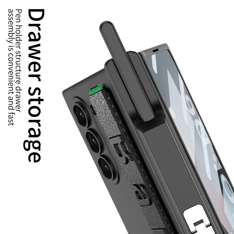 For Samsung Galaxy Z Fold6 GKK Integrated Magnetic Hinge Folding Holder Phone Case with Wrist Strap & Pen Holder(Titanium Grey) - Galaxy Phone Cases by GKK | Online Shopping UK | buy2fix