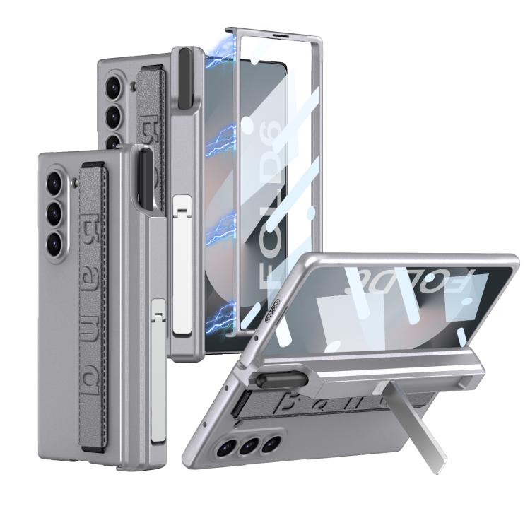 For Samsung Galaxy Z Fold6 GKK Integrated Magnetic Hinge Folding Holder Phone Case with Wrist Strap & Pen Holder(Mountain Gray) - Galaxy Phone Cases by GKK | Online Shopping UK | buy2fix