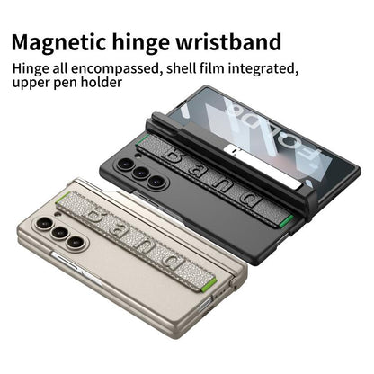 For Samsung Galaxy Z Fold6 GKK Integrated Magnetic Hinge Folding Holder Phone Case with Wrist Strap & Pen Holder(Mountain Gray) - Galaxy Phone Cases by GKK | Online Shopping UK | buy2fix