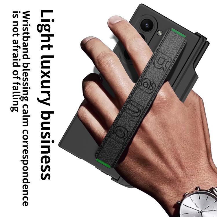 For Samsung Galaxy Z Fold6 GKK Integrated Magnetic Hinge Folding Holder Phone Case with Wrist Strap & Pen Holder(Mountain Gray) - Galaxy Phone Cases by GKK | Online Shopping UK | buy2fix