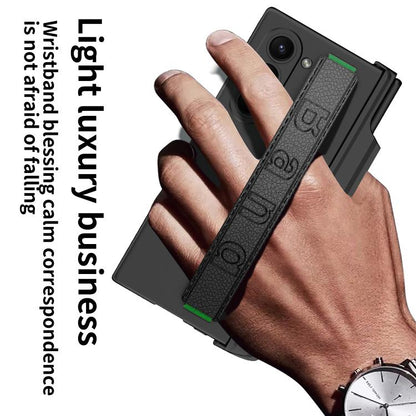 For Samsung Galaxy Z Fold6 GKK Integrated Magnetic Hinge Folding Holder Phone Case with Wrist Strap & Pen Holder(Mountain Gray) - Galaxy Phone Cases by GKK | Online Shopping UK | buy2fix