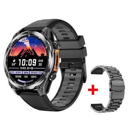 HD300 1.43 inch AMOLED Screen Dual Straps Sports Smart Watch Supports Blood Oxygen Detection(Black Silicone Strap + Black Steel Strap) - Smart Watches by buy2fix | Online Shopping UK | buy2fix