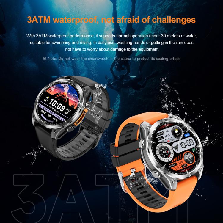 HD300 1.43 inch AMOLED Screen Dual Straps Sports Smart Watch Supports Blood Oxygen Detection(Orange Silicone Strap + Silver Steel Strap) - Smart Watches by buy2fix | Online Shopping UK | buy2fix