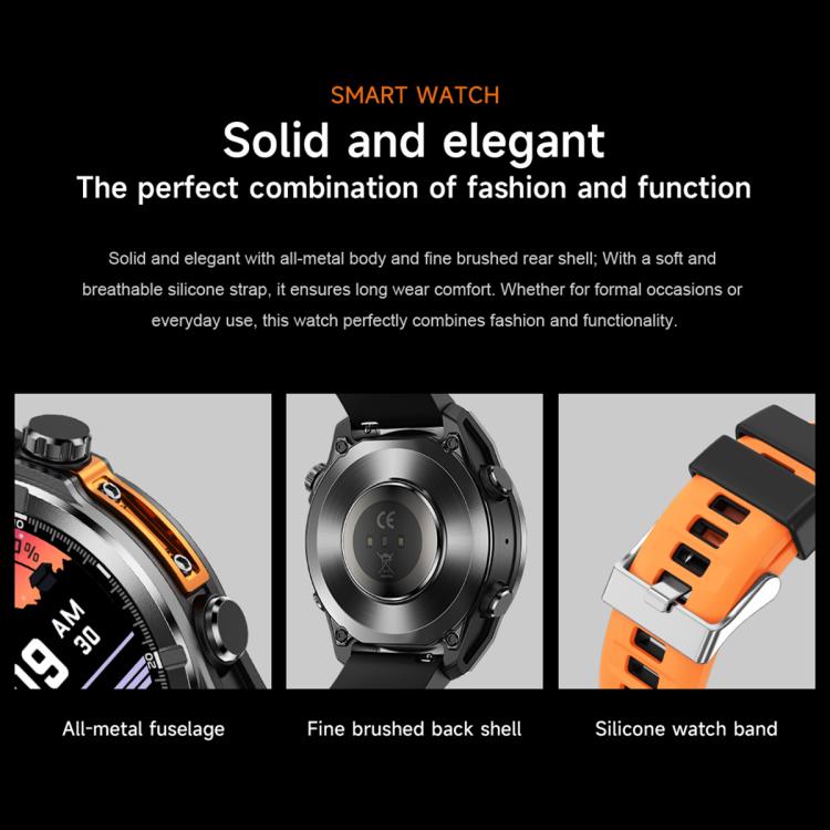 HD300 1.43 inch AMOLED Screen Dual Straps Sports Smart Watch Supports Blood Oxygen Detection(Black Silicone Strap + Black Steel Strap) - Smart Watches by buy2fix | Online Shopping UK | buy2fix