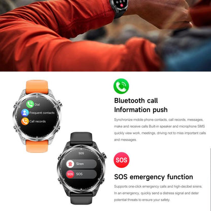 HD300 1.43 inch AMOLED Screen Dual Straps Sports Smart Watch Supports Blood Oxygen Detection(Orange Silicone Strap + Silver Steel Strap) - Smart Watches by buy2fix | Online Shopping UK | buy2fix