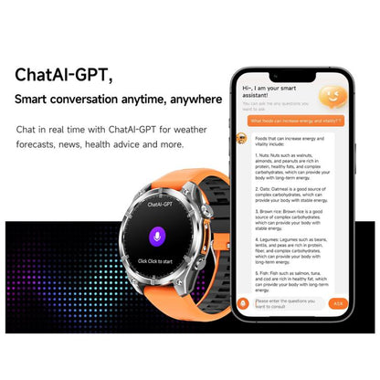 HD300 1.43 inch AMOLED Screen Dual Straps Sports Smart Watch Supports Blood Oxygen Detection(Orange Silicone Strap + Silver Steel Strap) - Smart Watches by buy2fix | Online Shopping UK | buy2fix