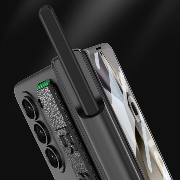 For Samsung Galaxy Z Fold6 GKK Integrated Magnetic Folding Hinge Phone Case with Wrist Strap & Pen Holder(Carbon Fiber) - Galaxy Z Fold6 5G Cases by GKK | Online Shopping UK | buy2fix