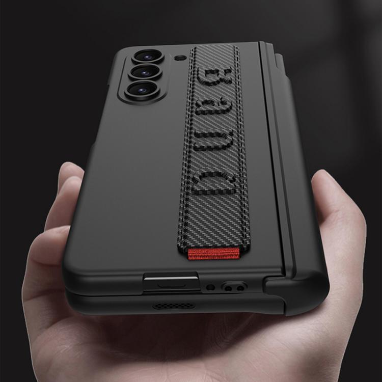 For Samsung Galaxy Z Fold6 GKK Integrated Magnetic Folding Hinge Phone Case with Wrist Strap & Pen Holder(Carbon Fiber) - Galaxy Z Fold6 5G Cases by GKK | Online Shopping UK | buy2fix