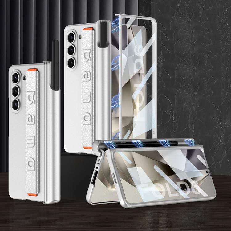 For Samsung Galaxy Z Fold6 GKK Integrated Magnetic Folding Hinge Phone Case with Wrist Strap & Pen Holder(Silver) - Galaxy Z Fold6 5G Cases by GKK | Online Shopping UK | buy2fix
