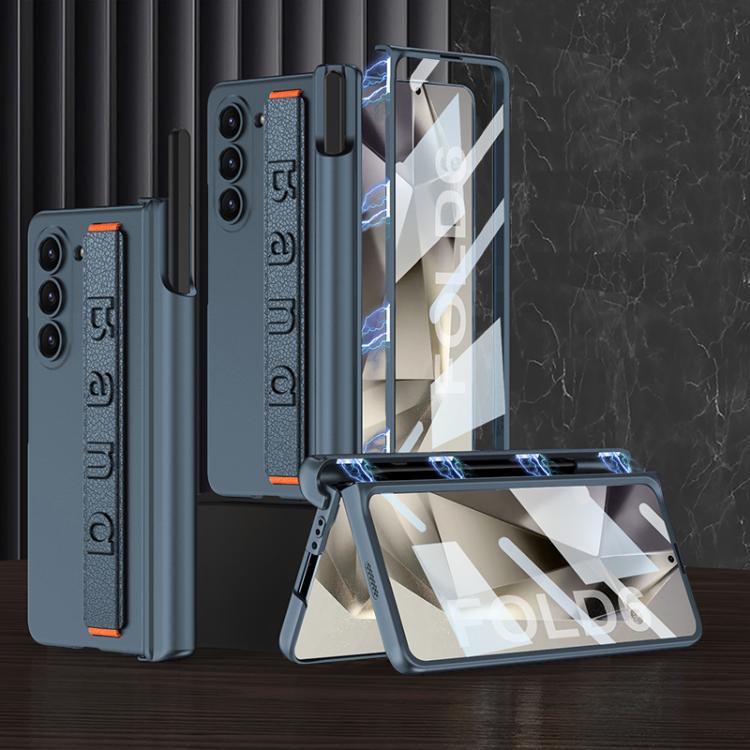 For Samsung Galaxy Z Fold6 GKK Integrated Magnetic Folding Hinge Phone Case with Wrist Strap & Pen Holder(Green) - Galaxy Z Fold6 5G Cases by GKK | Online Shopping UK | buy2fix