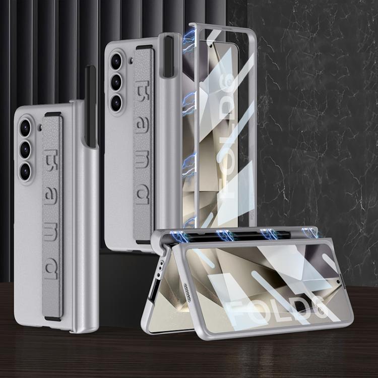 For Samsung Galaxy Z Fold6 GKK Integrated Magnetic Folding Hinge Phone Case with Wrist Strap & Pen Holder(Mountain Gray) - Galaxy Z Fold6 5G Cases by GKK | Online Shopping UK | buy2fix