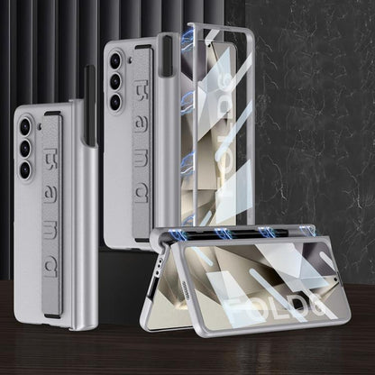For Samsung Galaxy Z Fold6 GKK Integrated Magnetic Folding Hinge Phone Case with Wrist Strap & Pen Holder(Mountain Gray) - Galaxy Z Fold6 5G Cases by GKK | Online Shopping UK | buy2fix