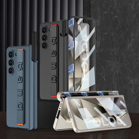 For Samsung Galaxy Z Fold6 GKK Integrated Magnetic Folding Hinge Phone Case with Wrist Strap & Pen Holder(Mountain Gray) - Galaxy Z Fold6 5G Cases by GKK | Online Shopping UK | buy2fix