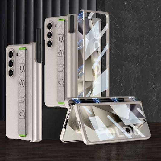 For Samsung Galaxy Z Fold6 GKK Integrated Magnetic Folding Hinge Phone Case with Wrist Strap & Pen Holder(Titanium Grey) - Galaxy Z Fold6 5G Cases by GKK | Online Shopping UK | buy2fix