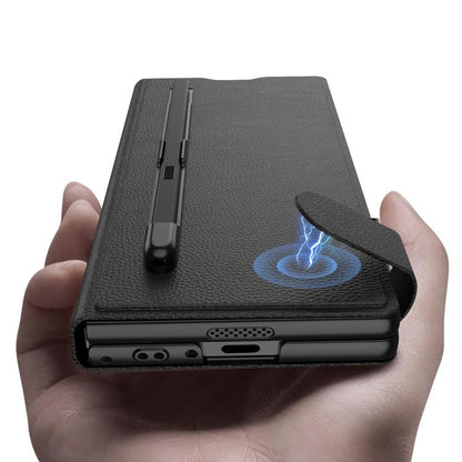 For Samsung Galaxy Z Fold6 GKK Integrated Flip Wallet Leather Phone Case with Pen Slots, Not Included Pen(Black) - Galaxy Z Fold6 5G Cases by GKK | Online Shopping UK | buy2fix