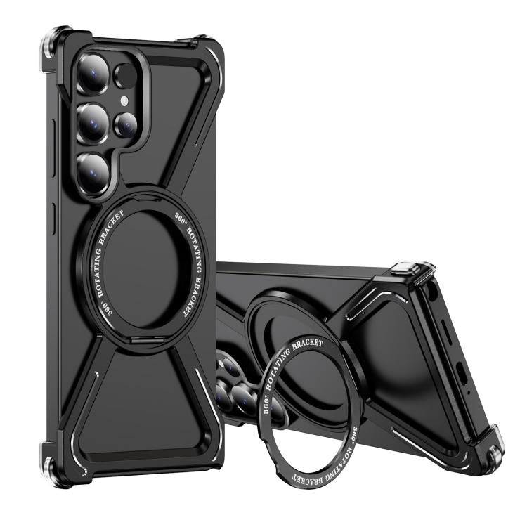 For Samsung Galaxy S25 Ultra 5G Titanium Alloy MagSafe Magnetic Airbag Shockproof Phone Case(Black) - Galaxy S25 Ultra 5G Cases by buy2fix | Online Shopping UK | buy2fix
