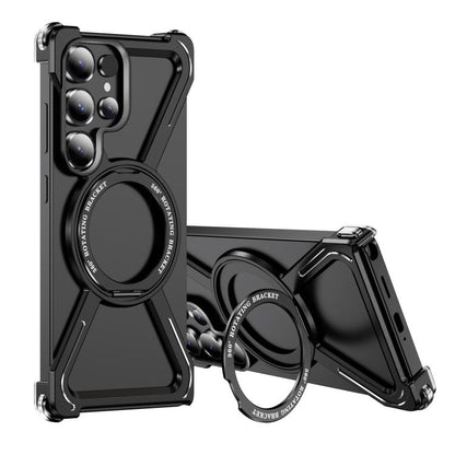 For Samsung Galaxy S25 Ultra 5G Titanium Alloy MagSafe Magnetic Airbag Shockproof Phone Case(Black) - Galaxy S25 Ultra 5G Cases by buy2fix | Online Shopping UK | buy2fix