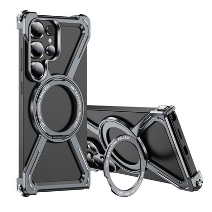 For Samsung Galaxy S25 Ultra 5G Titanium Alloy MagSafe Magnetic Airbag Shockproof Phone Case(Grey) - Galaxy S25 Ultra 5G Cases by buy2fix | Online Shopping UK | buy2fix