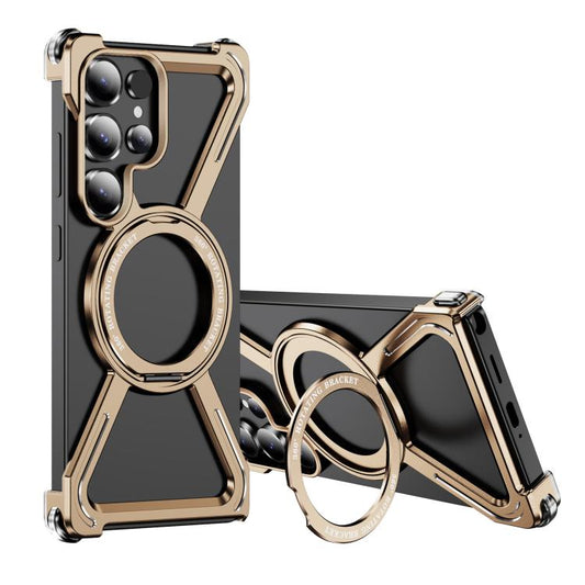 For Samsung Galaxy S25 Ultra 5G Titanium Alloy MagSafe Magnetic Airbag Shockproof Phone Case(Desert Gold) - Galaxy S25 Ultra 5G Cases by buy2fix | Online Shopping UK | buy2fix