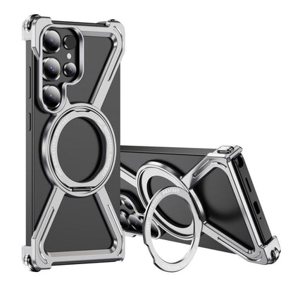For Samsung Galaxy S25 Ultra 5G Titanium Alloy MagSafe Magnetic Airbag Shockproof Phone Case(Silver) - Galaxy S25 Ultra 5G Cases by buy2fix | Online Shopping UK | buy2fix