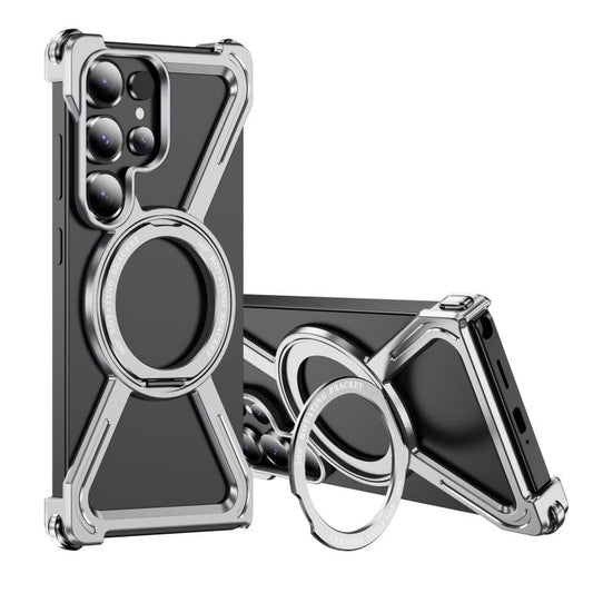 For Samsung Galaxy S25 Ultra 5G Titanium Alloy MagSafe Magnetic Airbag Shockproof Phone Case(Silver) - Galaxy S25 Ultra 5G Cases by buy2fix | Online Shopping UK | buy2fix