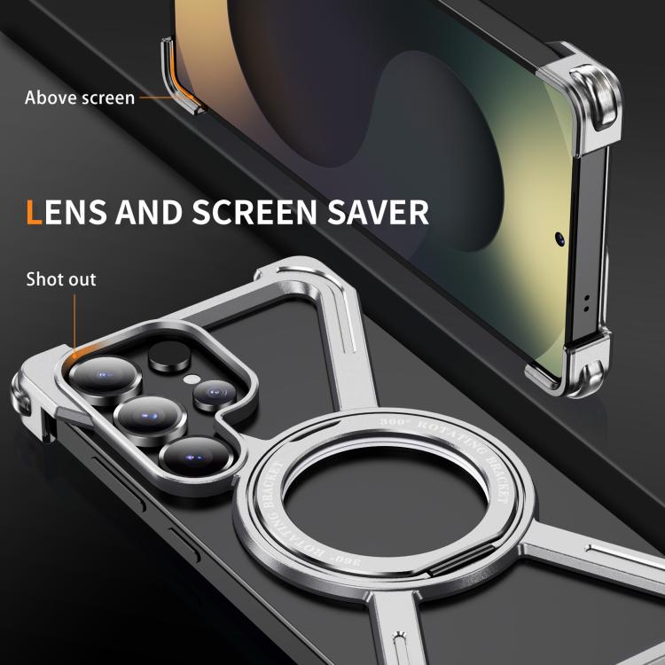 For Samsung Galaxy S25 Ultra 5G Titanium Alloy MagSafe Magnetic Airbag Shockproof Phone Case(Silver) - Galaxy S25 Ultra 5G Cases by buy2fix | Online Shopping UK | buy2fix