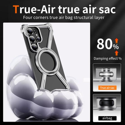 For Samsung Galaxy S25 Ultra 5G Titanium Alloy MagSafe Magnetic Airbag Shockproof Phone Case(Silver) - Galaxy S25 Ultra 5G Cases by buy2fix | Online Shopping UK | buy2fix