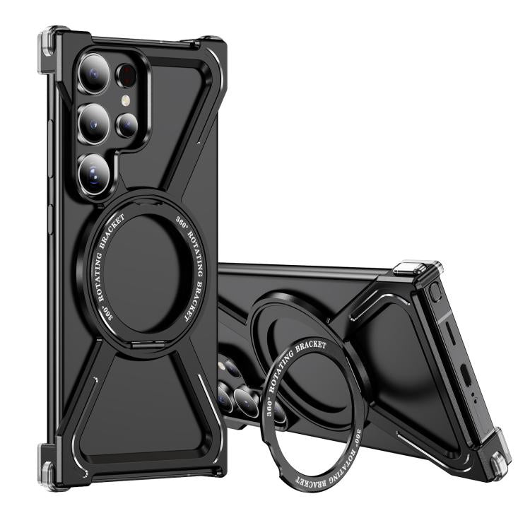 For Samsung Galaxy S24 Ultra 5G Titanium Alloy MagSafe Magnetic Airbag Shockproof Phone Case(Black) - Galaxy S24 Ultra 5G Cases by buy2fix | Online Shopping UK | buy2fix