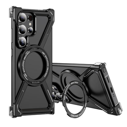 For Samsung Galaxy S24 Ultra 5G Titanium Alloy MagSafe Magnetic Airbag Shockproof Phone Case(Black) - Galaxy S24 Ultra 5G Cases by buy2fix | Online Shopping UK | buy2fix