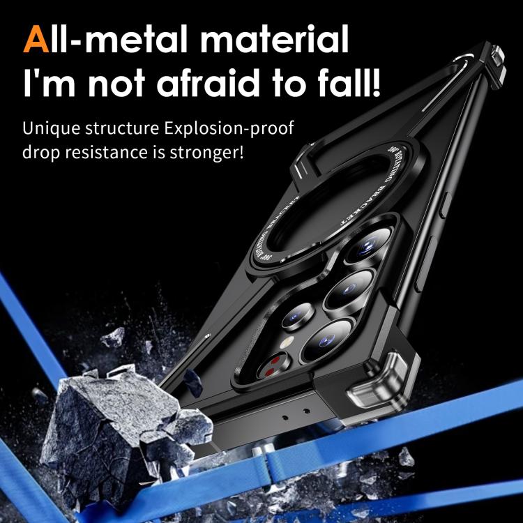 For Samsung Galaxy S24 Ultra 5G Titanium Alloy MagSafe Magnetic Airbag Shockproof Phone Case(Black) - Galaxy S24 Ultra 5G Cases by buy2fix | Online Shopping UK | buy2fix