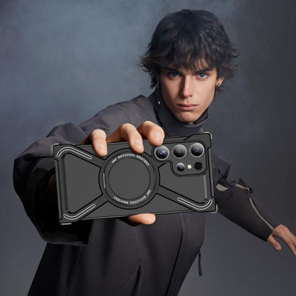 For Samsung Galaxy S24 Ultra 5G Titanium Alloy MagSafe Magnetic Airbag Shockproof Phone Case(Black) - Galaxy S24 Ultra 5G Cases by buy2fix | Online Shopping UK | buy2fix