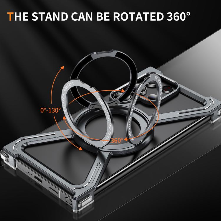 For Samsung Galaxy S24 Ultra 5G Titanium Alloy MagSafe Magnetic Airbag Shockproof Phone Case(Grey) - Galaxy S24 Ultra 5G Cases by buy2fix | Online Shopping UK | buy2fix