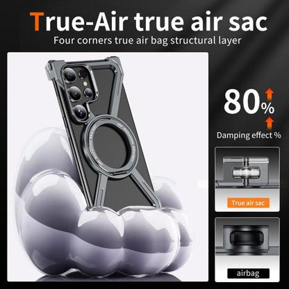 For Samsung Galaxy S24 Ultra 5G Titanium Alloy MagSafe Magnetic Airbag Shockproof Phone Case(Grey) - Galaxy S24 Ultra 5G Cases by buy2fix | Online Shopping UK | buy2fix