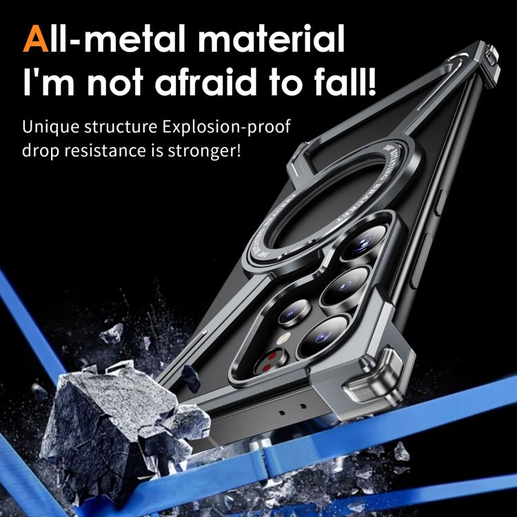 For Samsung Galaxy S24 Ultra 5G Titanium Alloy MagSafe Magnetic Airbag Shockproof Phone Case(Grey) - Galaxy S24 Ultra 5G Cases by buy2fix | Online Shopping UK | buy2fix