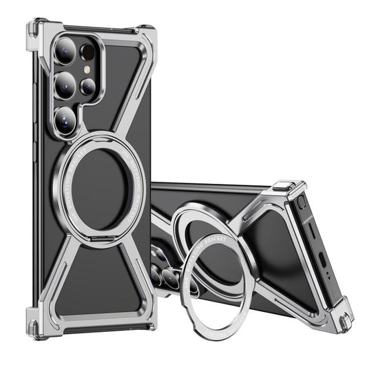 For Samsung Galaxy S24 Ultra 5G Titanium Alloy MagSafe Magnetic Airbag Shockproof Phone Case(Silver) - Galaxy S24 Ultra 5G Cases by buy2fix | Online Shopping UK | buy2fix