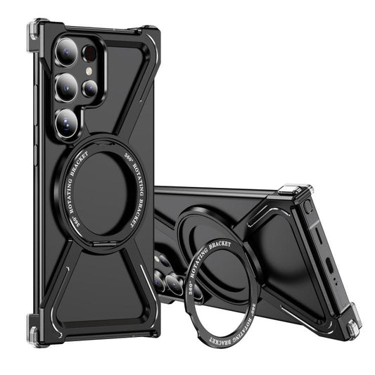 For Samsung Galaxy S23 Ultra 5G Titanium Alloy MagSafe Magnetic Airbag Shockproof Phone Case(Black) - Galaxy S23 Ultra 5G Cases by buy2fix | Online Shopping UK | buy2fix