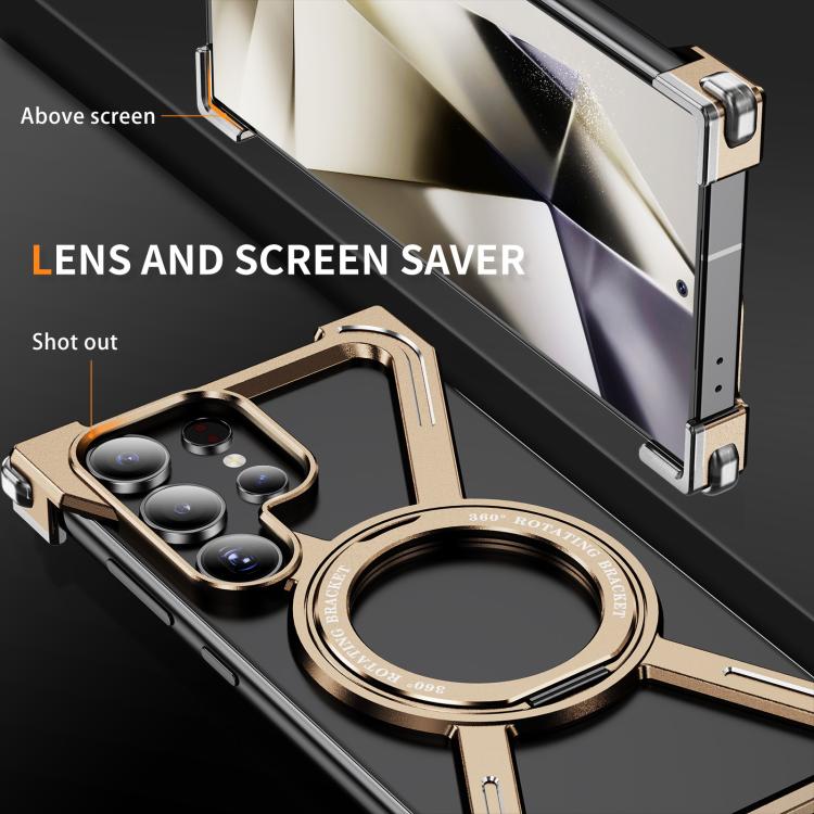 For Samsung Galaxy S23 Ultra 5G Titanium Alloy MagSafe Magnetic Airbag Shockproof Phone Case(Desert Gold) - Galaxy S23 Ultra 5G Cases by buy2fix | Online Shopping UK | buy2fix