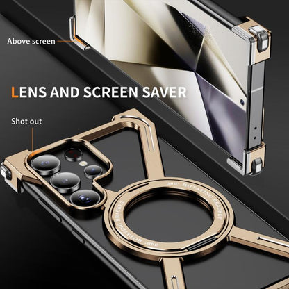 For Samsung Galaxy S23 Ultra 5G Titanium Alloy MagSafe Magnetic Airbag Shockproof Phone Case(Desert Gold) - Galaxy S23 Ultra 5G Cases by buy2fix | Online Shopping UK | buy2fix