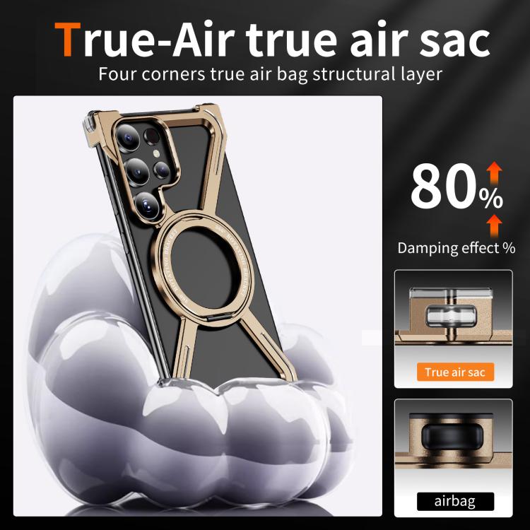 For Samsung Galaxy S23 Ultra 5G Titanium Alloy MagSafe Magnetic Airbag Shockproof Phone Case(Desert Gold) - Galaxy S23 Ultra 5G Cases by buy2fix | Online Shopping UK | buy2fix
