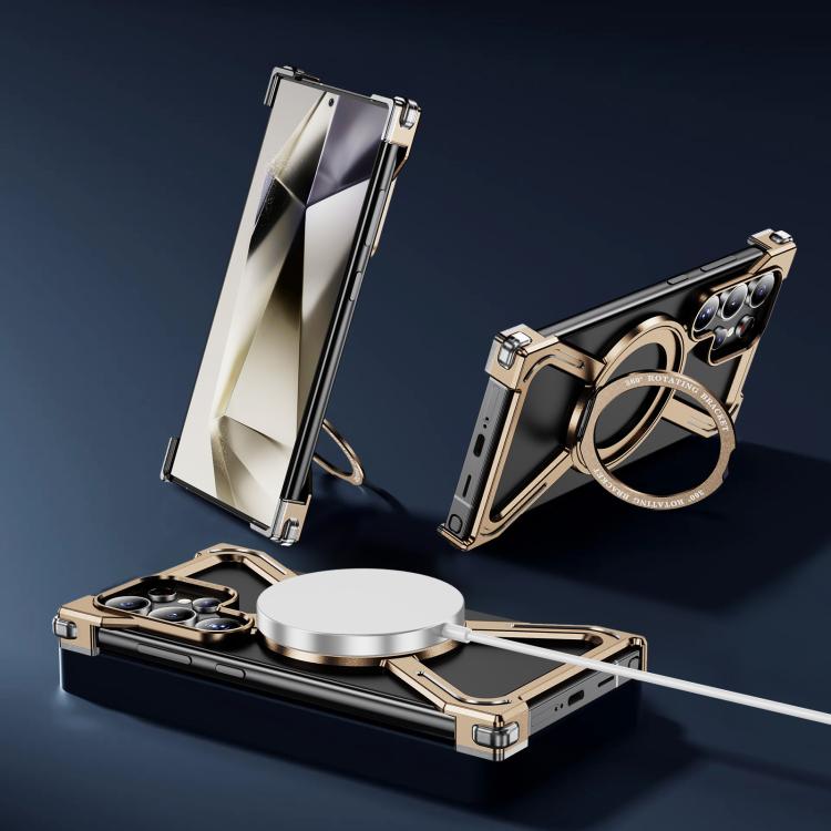 For Samsung Galaxy S23 Ultra 5G Titanium Alloy MagSafe Magnetic Airbag Shockproof Phone Case(Desert Gold) - Galaxy S23 Ultra 5G Cases by buy2fix | Online Shopping UK | buy2fix