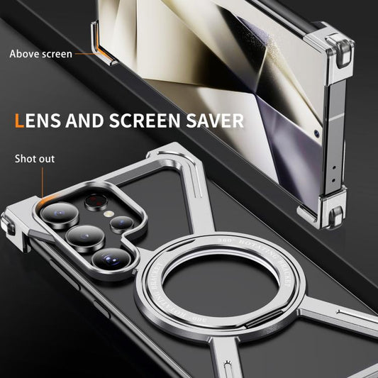 For Samsung Galaxy S23 Ultra 5G Titanium Alloy MagSafe Magnetic Airbag Shockproof Phone Case(Silver) - Galaxy S23 Ultra 5G Cases by buy2fix | Online Shopping UK | buy2fix