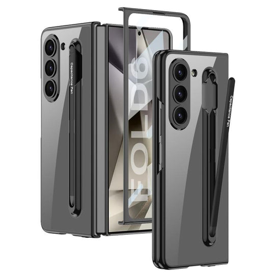 For Samsung Galaxy Z Fold6 GKK Integrated PC Phone Case with Pen Slot, Include Pen(Black)