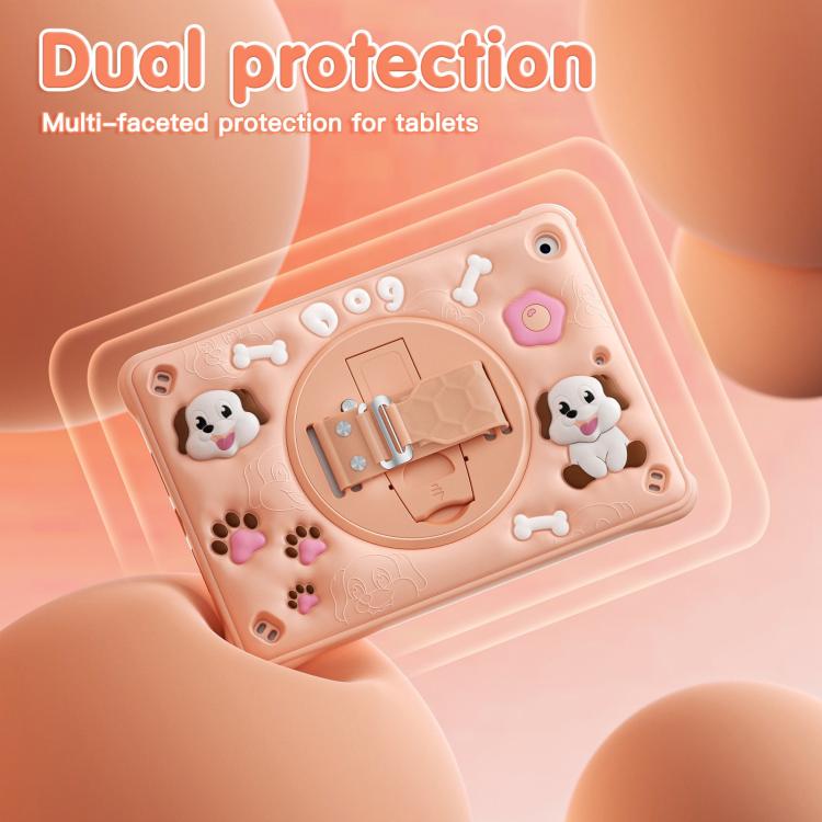For iPad 10.2 2021 / 2020 / 2019 Dog Rotation Kickstand Silicone Hybrid PC Tablet Case(Pink) - iPad 10.2 Cases by buy2fix | Online Shopping UK | buy2fix