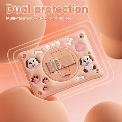 For iPad 10.2 2021 / 2020 / 2019 Dog Rotation Kickstand Silicone Hybrid PC Tablet Case(Pink) - iPad 10.2 Cases by buy2fix | Online Shopping UK | buy2fix