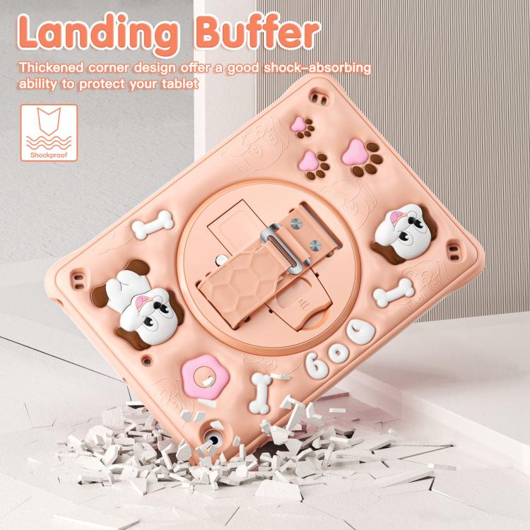 For iPad 10.2 2021 / 2020 / 2019 Dog Rotation Kickstand Silicone Hybrid PC Tablet Case(Pink) - iPad 10.2 Cases by buy2fix | Online Shopping UK | buy2fix