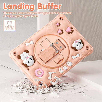 For iPad 10.2 2021 / 2020 / 2019 Dog Rotation Kickstand Silicone Hybrid PC Tablet Case(Pink) - iPad 10.2 Cases by buy2fix | Online Shopping UK | buy2fix