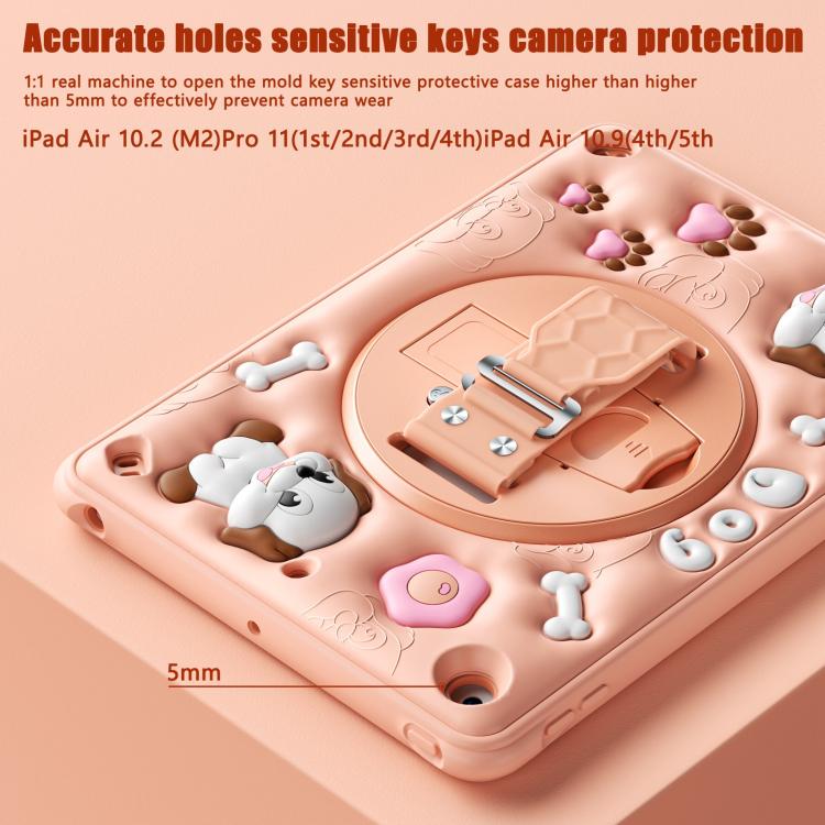 For iPad 10.2 2021 / 2020 / 2019 Dog Rotation Kickstand Silicone Hybrid PC Tablet Case(Pink) - iPad 10.2 Cases by buy2fix | Online Shopping UK | buy2fix