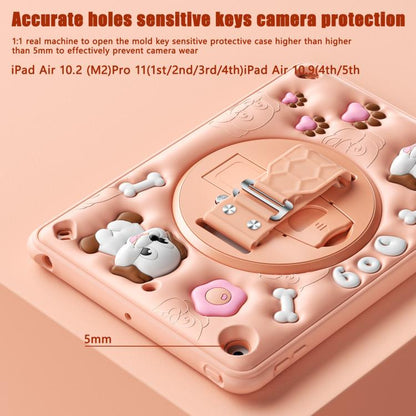 For iPad 10.2 2021 / 2020 / 2019 Dog Rotation Kickstand Silicone Hybrid PC Tablet Case(Pink) - iPad 10.2 Cases by buy2fix | Online Shopping UK | buy2fix